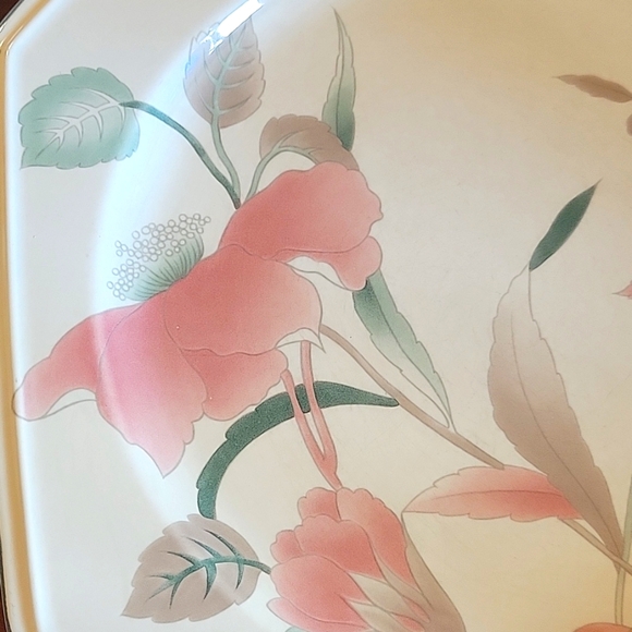 1 Vtg Dinner Plate Octagon Silk Flowers MIKASA Continental F3003 Oven To Table - Picture 3 of 4